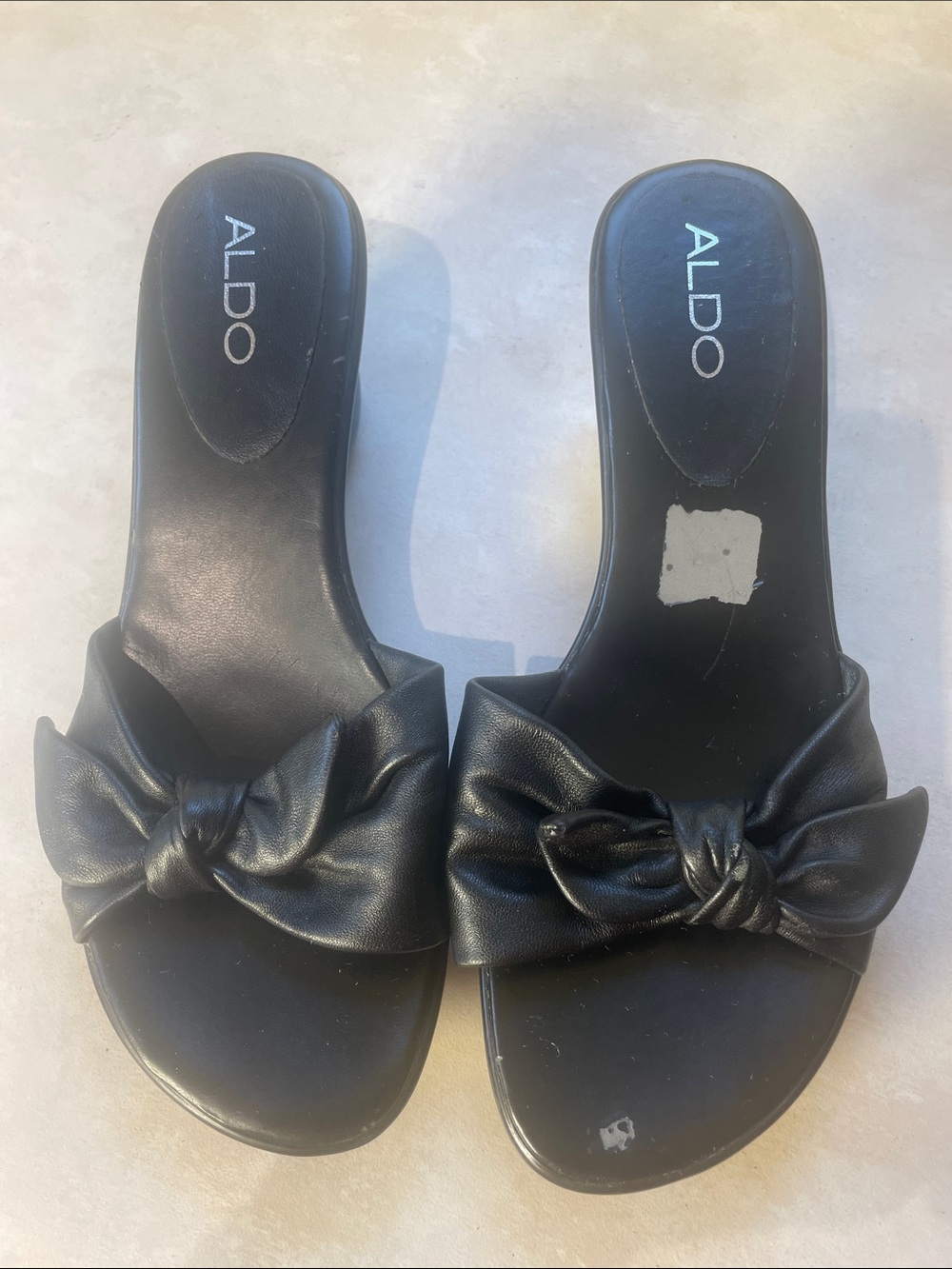 ALDO Black Knot-Front Slide Mules Size 7.5